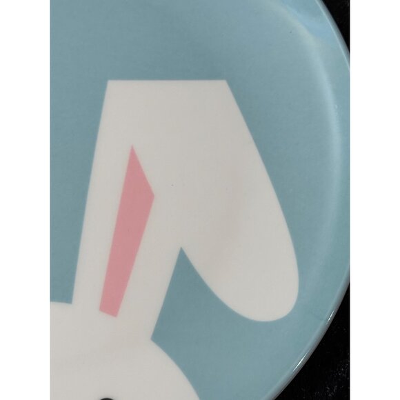 Crate & Barrel Easter Plates With Pastel Blue Background & White Rabbits Set 4 - Picture 5 of 9
